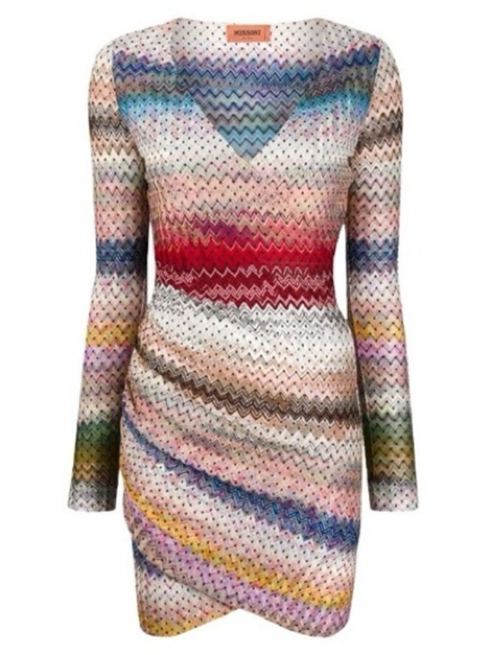 NEW MISSONI Silk Lined Faux Wrap Dress Neutrals
Printed ZIGZAG Ombré Striped 40